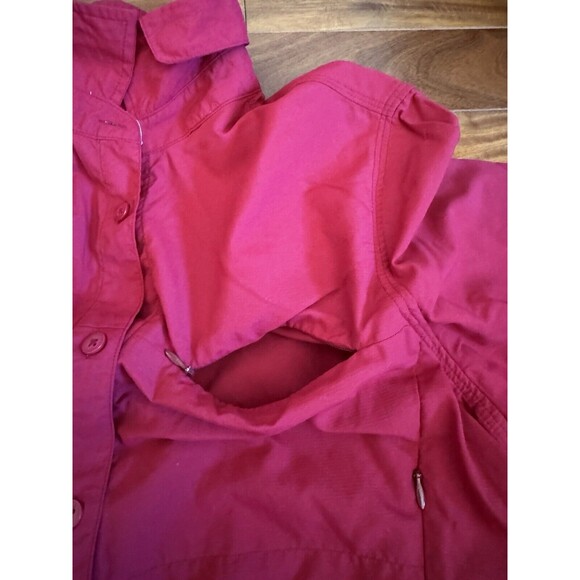 REI Sahara Long Sleeve Shirt Shacket Womens Sz L Red UPF 30+ Pockets Outdoor - Picture 8 of 14